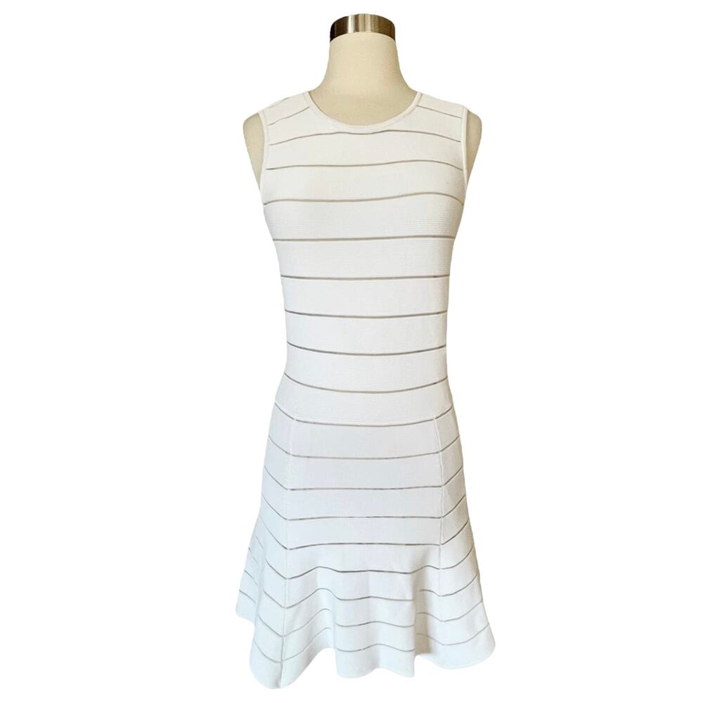 TORN RONNY KOBO Audrey Mini Dress Ivory White Bandage Sleeveless Skater Large